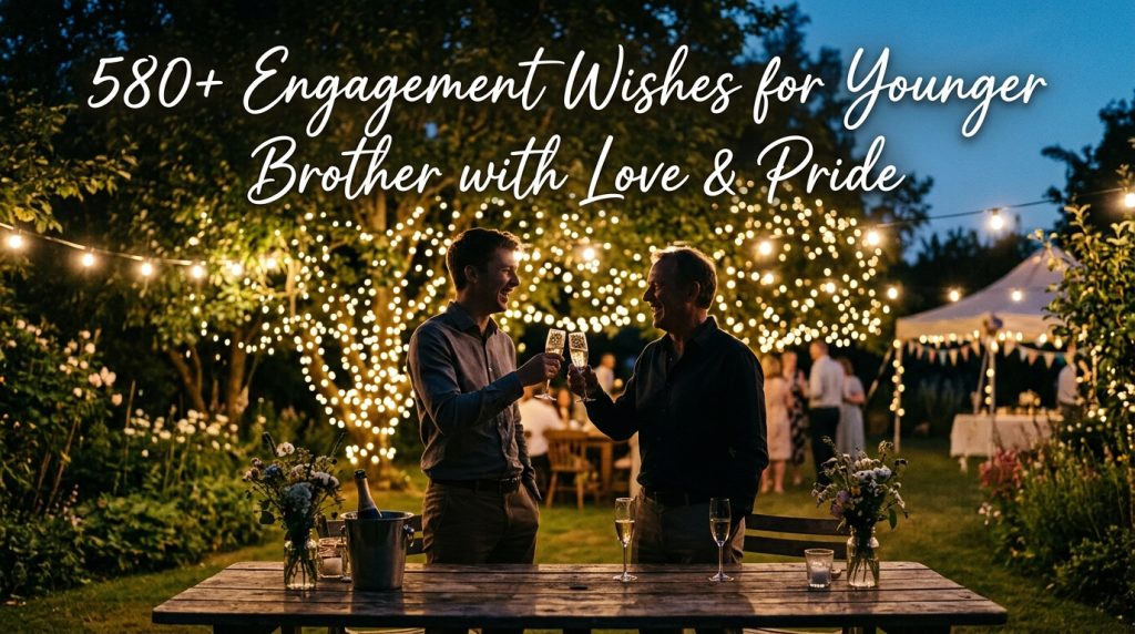Engagement wishes for a younger brother are heartfelt messages of love, pride, congratulations, and blessings for his new journey toward marriage.